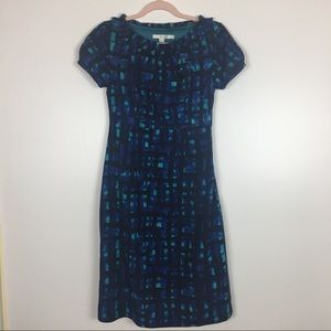 Boden Blue Patterned Wool Sheath Dress Size 6